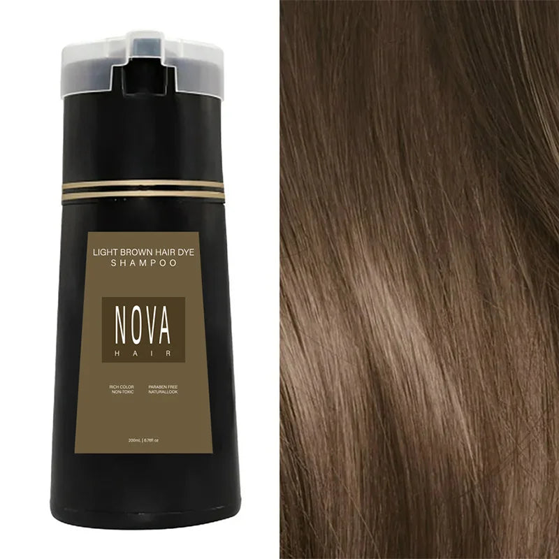 Nova Hair Dye Shampoo Quick Coloring Natural Harmless Cover White Grey Shampoo 3-in-1 Cleaning Nourishing Hair Dye Product