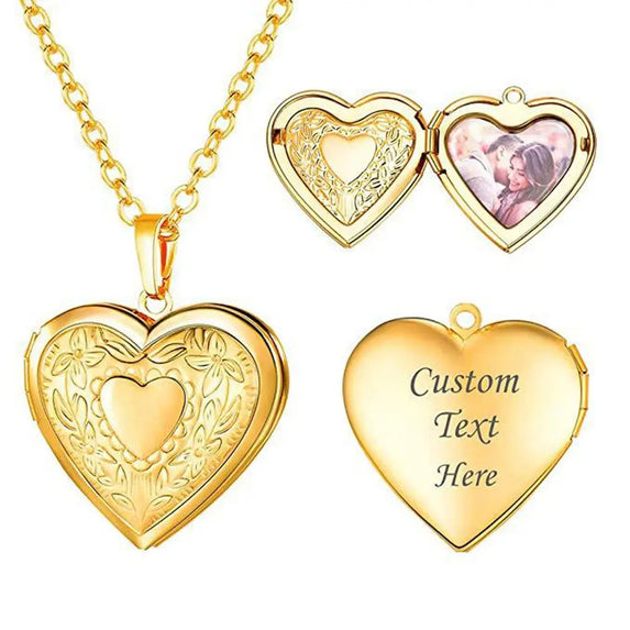 New Fashion Unisex Titanium Steel Necklace Heart Shaped Photo Picture Locket Lover Friend Pendant Chain Jewelry Accessoires