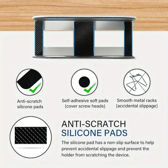 Under Desk Laptop Mount Metal Under Desk Shelf Holder for Laptop for Mac Mini Macbook Keyboard with Anti-Scratch Silicone Rack