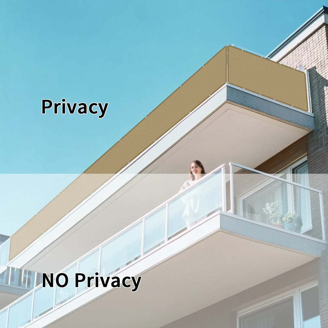 Balcony Privacy Screen Cover Fence Patio Waterproof Shade Cloth 95% UV Protection Shield Deck Shade Sail Garden Porch Pool Decor
