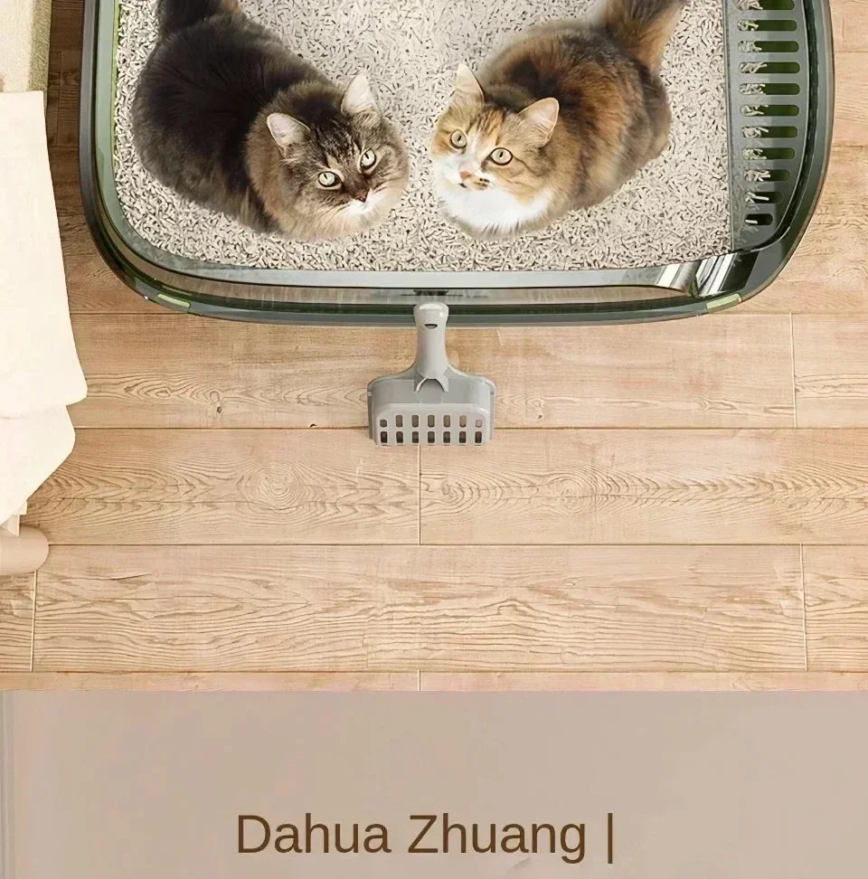 Kitty Sandbox Cat Litter Box Semi-enclosed Splashproof Cat Tray Cat Toilet Cleaning Basin Supplies Pet Toilet Kitten Tray Bedpan