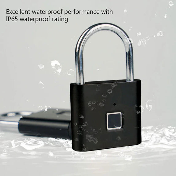 Smart Fingerprint Padlock Waterproof Zinc Alloy Biometric Padlocks With Buit-in Rechargeable Battery USB Charge