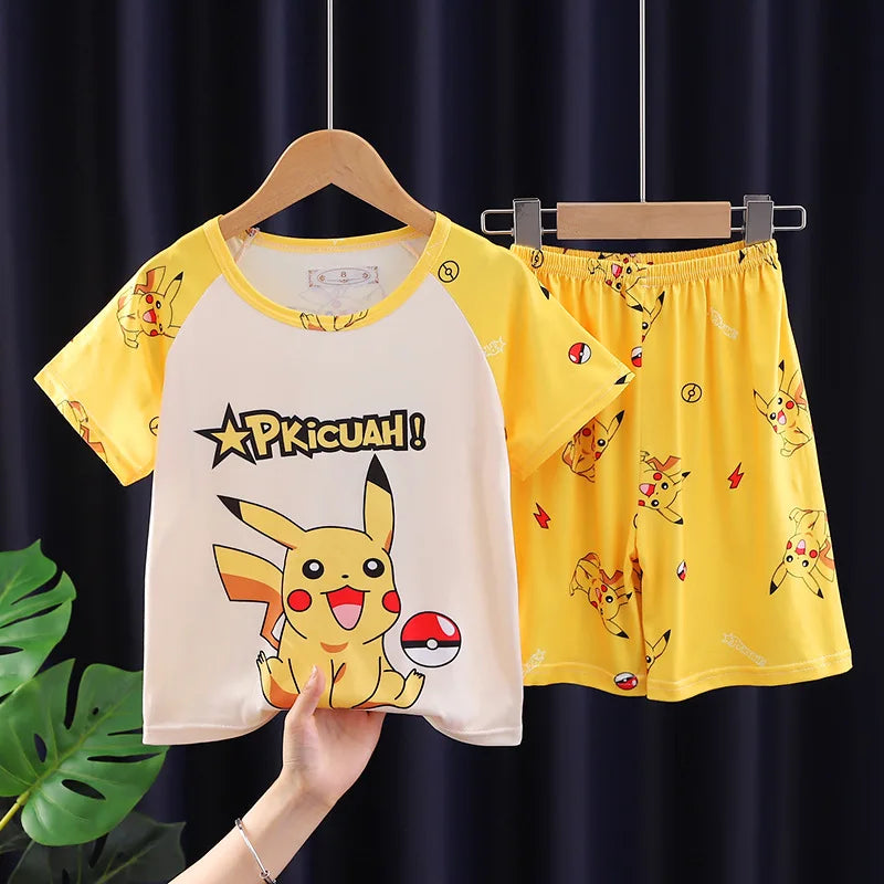 Fashion Kids Clothes Boys Girls Sets Cartoon Home Clothing Set Comfortable Pajamas T-shirt Shorts Suit
