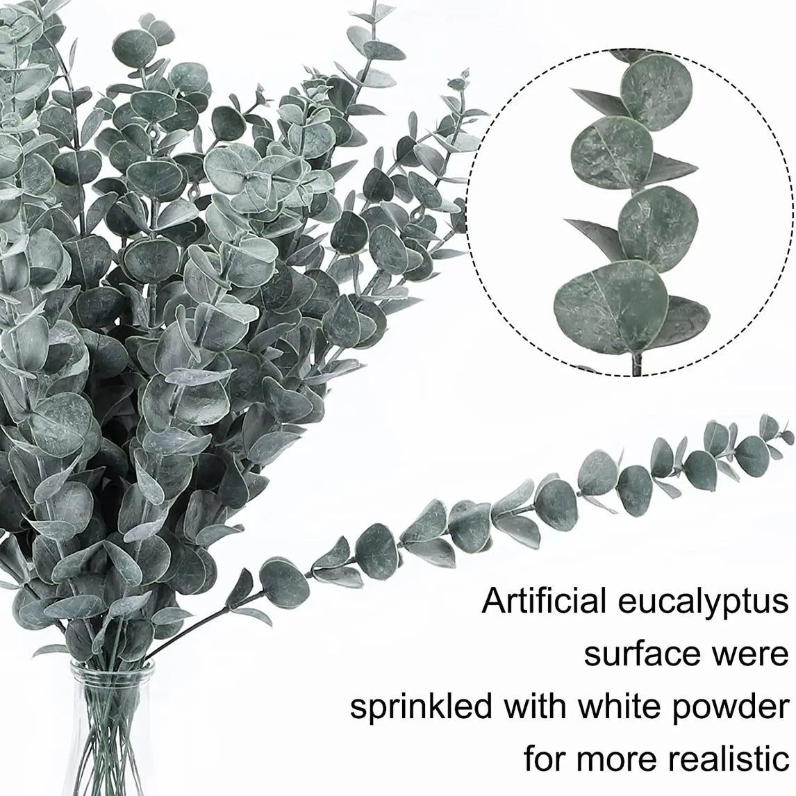 Yannew 12pcs Artificial Eucalyptus Stems Silver Dollar Greenery Fake Plants for Wedding Bouquet Floral Arrangement Home Decor