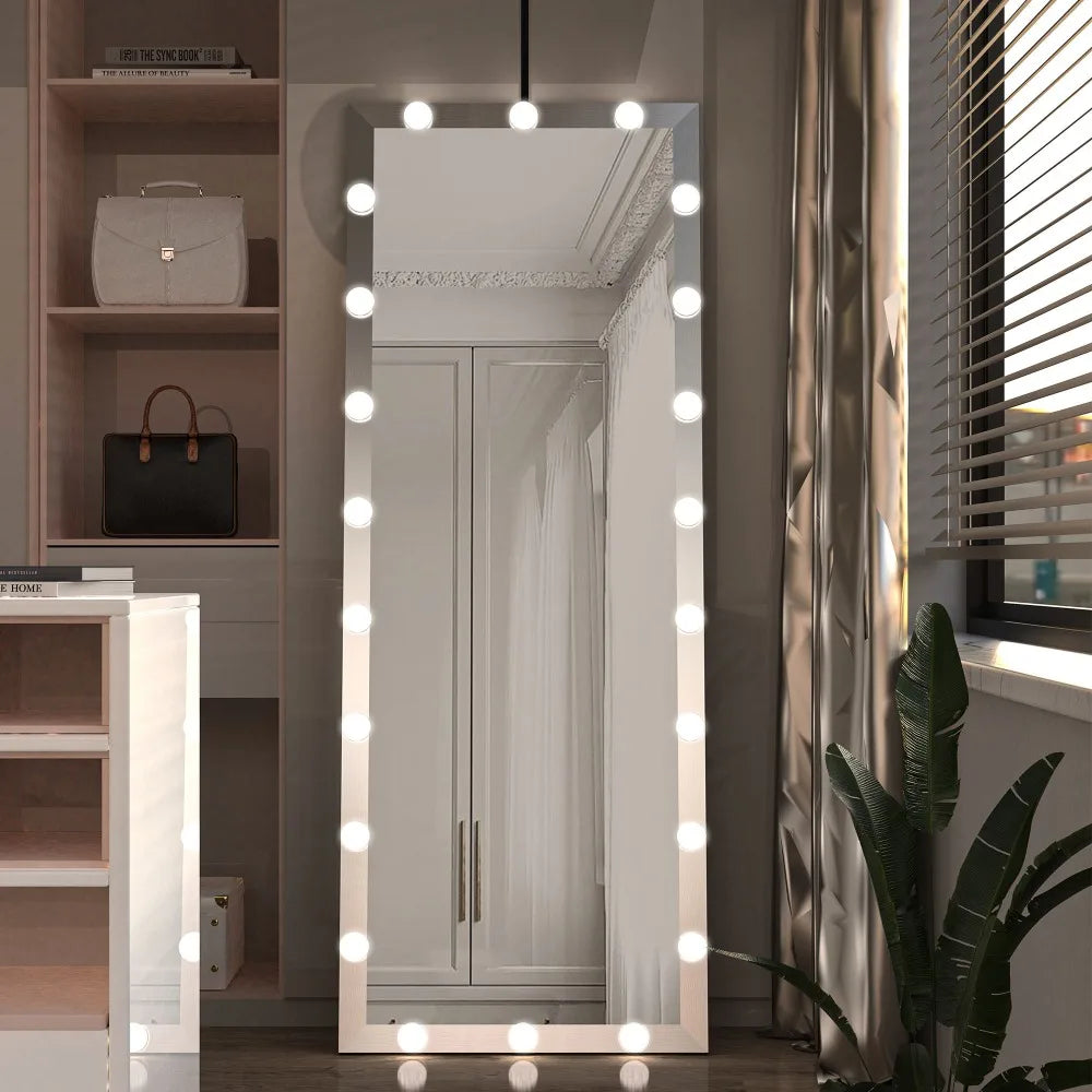 Full Length Mirror, with 3 Color Modes Lighted Standing Floor Mirrors, for Dressing Room Bedroom, Full Body Dressing Mirror