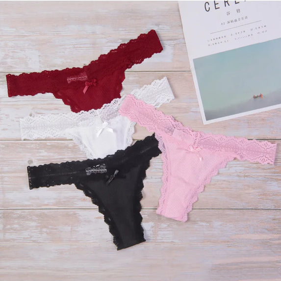 Lace Floral Women Panties Low Waist Breathable Briefs Female Thong Underwear Solid Sexy G-String Transparent Panty