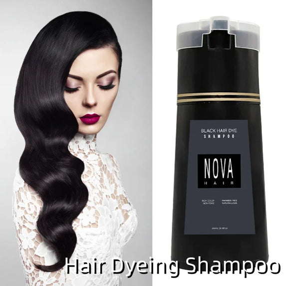 Nova Hair Dye Shampoo Quick Coloring Natural Harmless Cover White Grey Shampoo 3-in-1 Cleaning Nourishing Hair Dye Product