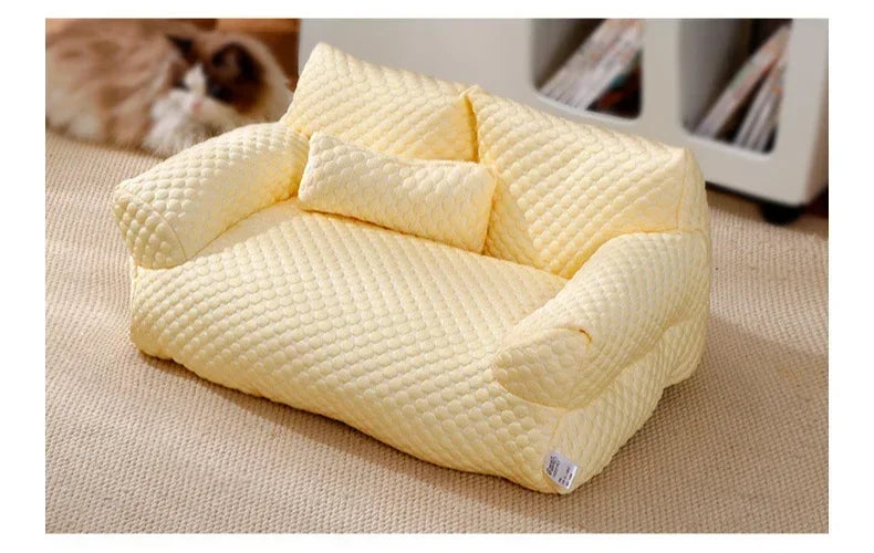 Cat Summer Beds Pet Sofa Dog Nest Removable Washable Waterproof Breathable Ice Silk Soft Cat Bed Small Kitten House