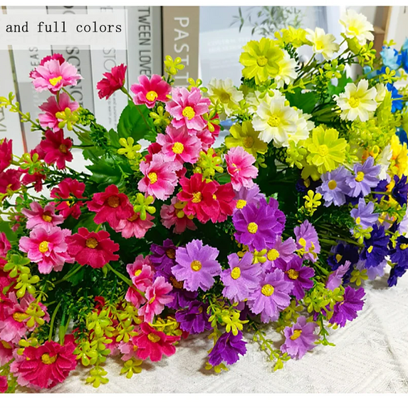1 Bundle Artificial Flowers Outdoor UV Resistant Shrubs Plants Fake Flower Greenery for Office Kitchen Wedding Garden Decor