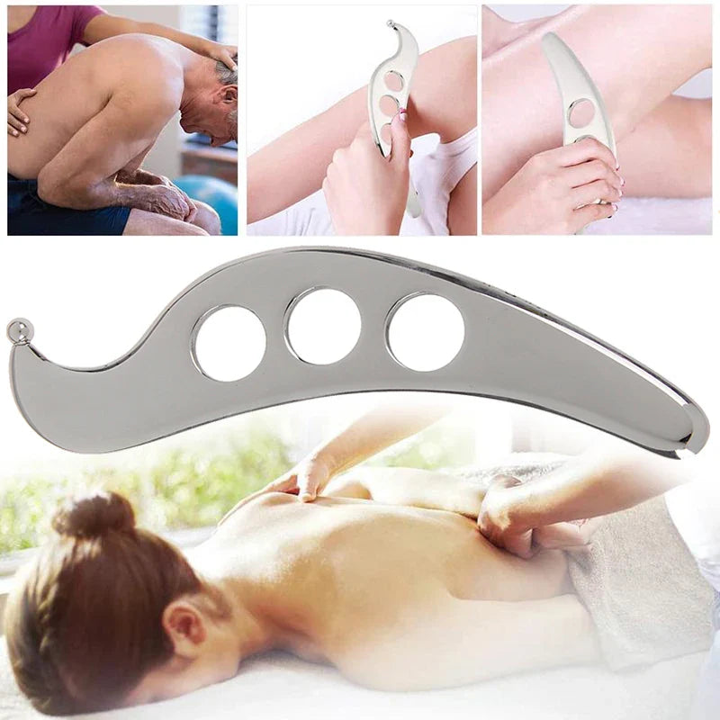 Stainless Steel Gua Sha Tool Manual Massage Scraping Board Physical Therapy Pain Relief Myofascial Release Tissue Mobilization