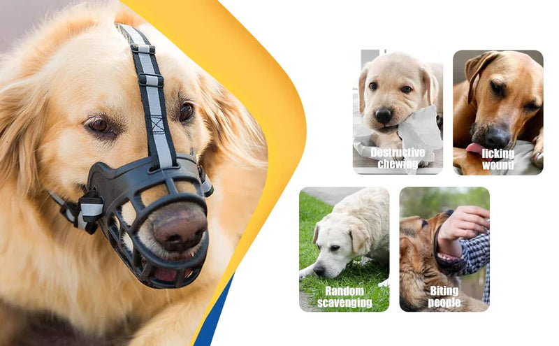 Reflect Light Dog Mouth Guard Cover Comfy Breathable Basket Muzzle Against Biting Barking Dog Mask Anti-barking Muzzle For Pets