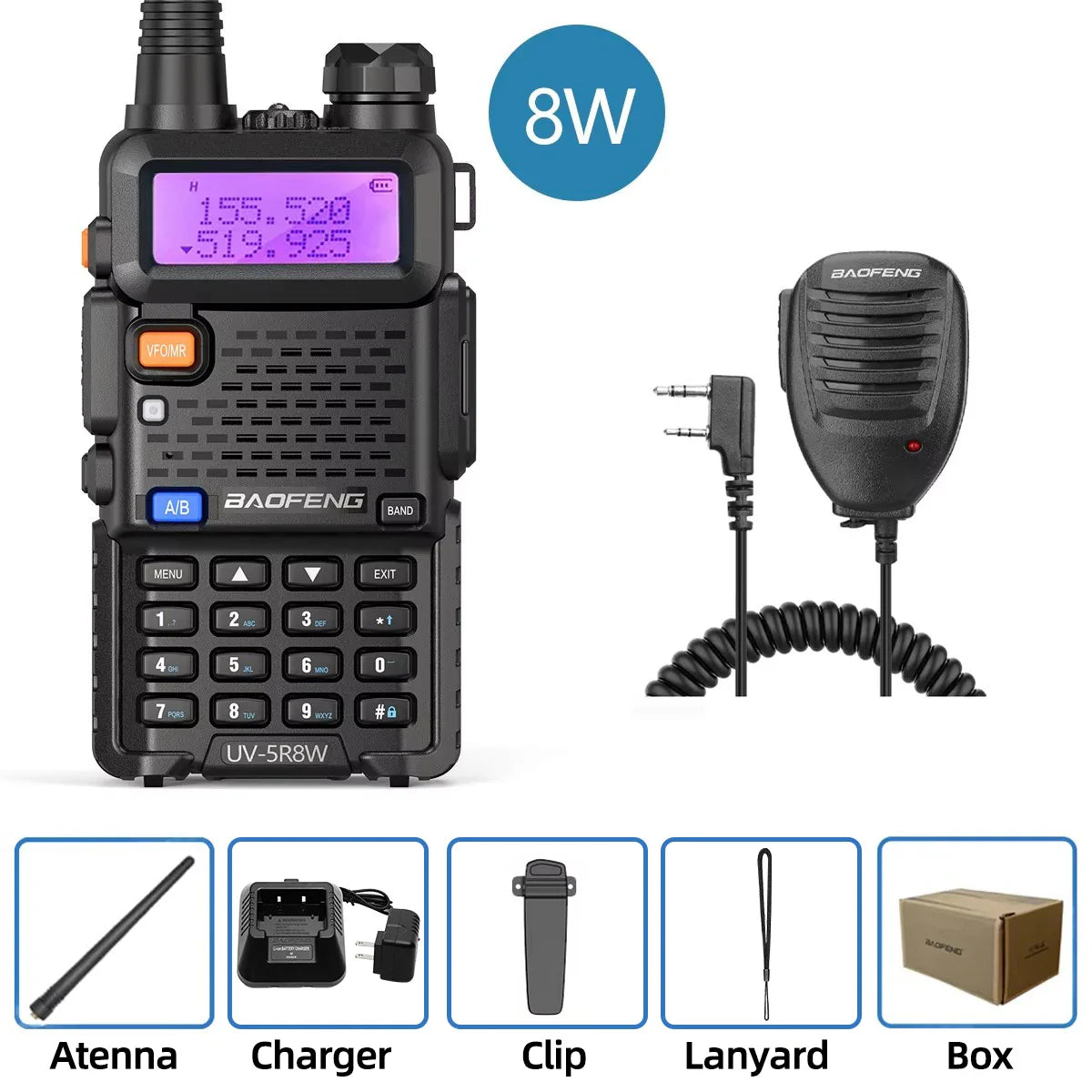 Baofeng Walkie Talkie UV 5R 5W 8W Dual Band Ham Two Way Radio Vhf Uhf FM Radio Handheld Transceiver Hunting 16KM