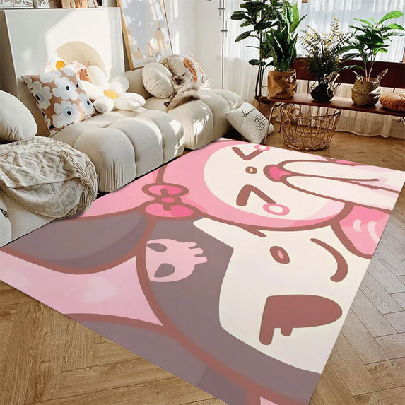 MINISO Sanrio Cute Kuromi Print Rug Non-slip Washable Carpet for Home Living Room Bedroom Rug Bathroom Floor Mat Kitchen Doormat