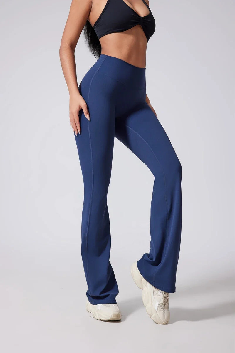 DIAS FIT JOY Women's Hip lifting flared pants high waisted yoga fitness pants sports micro flared yoga pants wide leg pants