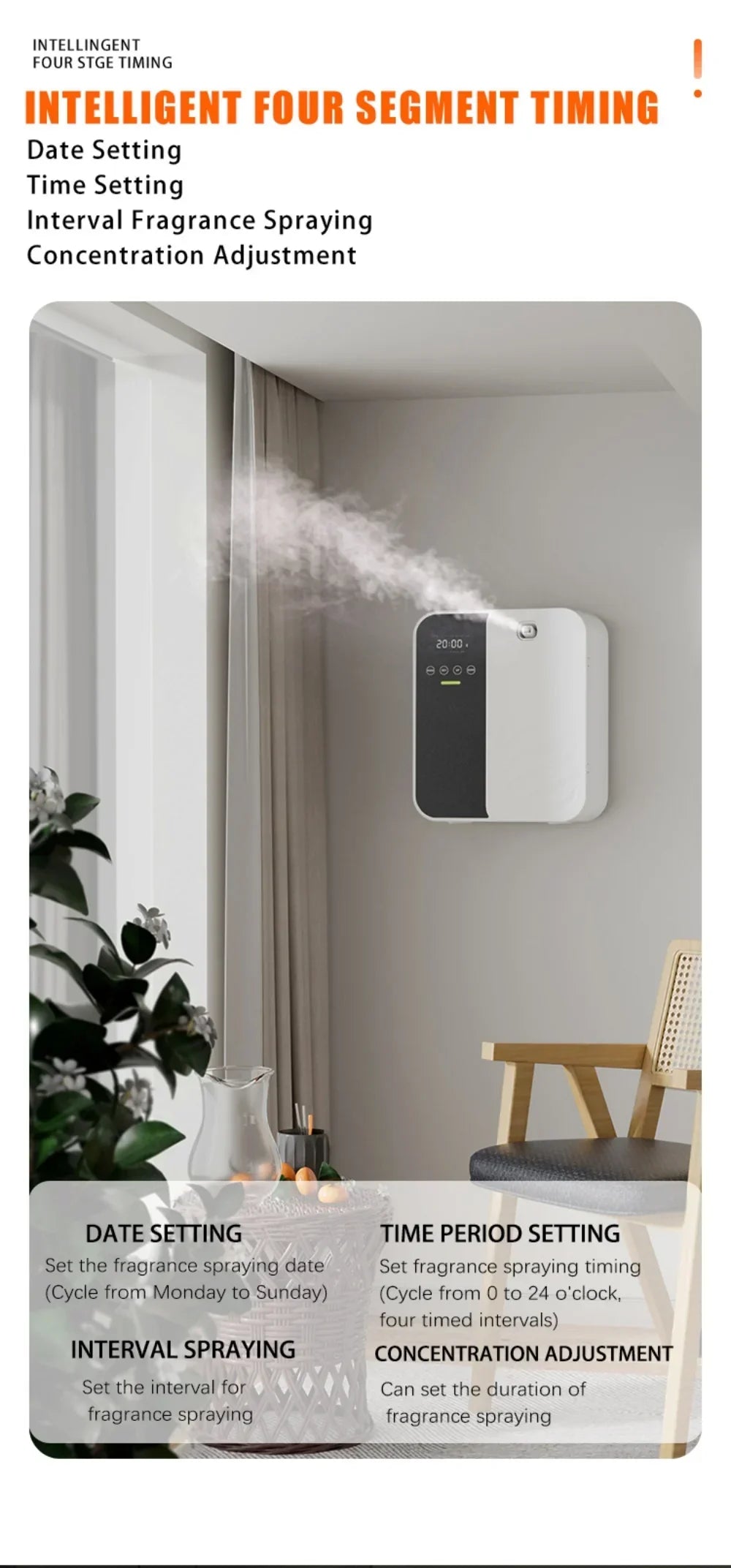 Wall Mounted Aroma Diffuser500ML Commercial Hotel Fragrance Machine Bar KTV Automatic Waterless Essential Oil Nebulizer Diffuser