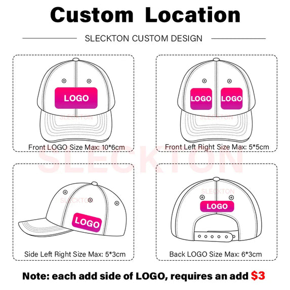 SLECKTON Custom LOGO Embroidery Baseball Cap for Women and Men DIY Print Mens Mesh Cap Fashion Summer Sun Hat Unisex Wholesale
