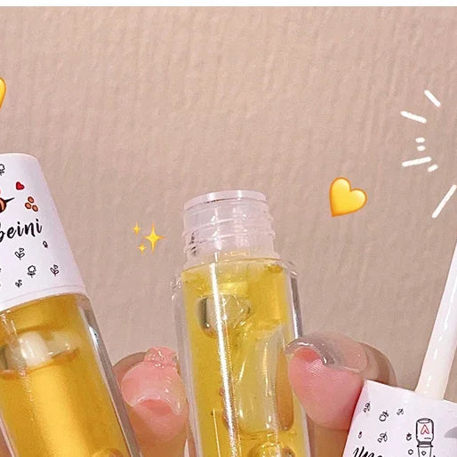 Peach Milk Lip Oil, Bee Lip Balm, Moisturizing Lip Balm, Soothing and Hydrating Lip Oil, Easily Repairs Dry, Cracked Lips