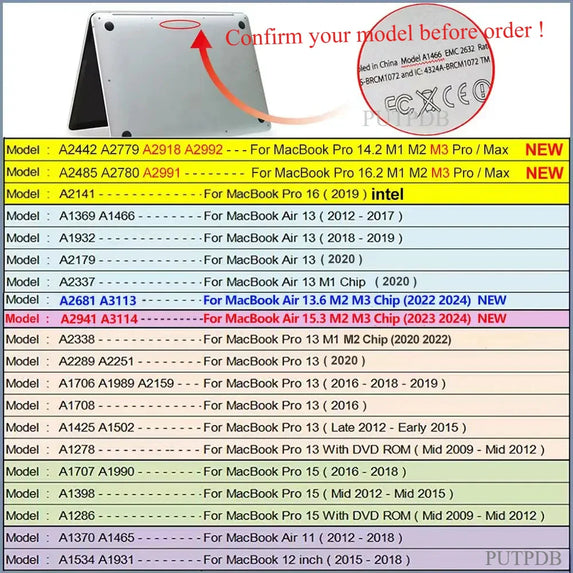 Laptop case for MacBook Air 13 Cover 2018-2023 A2337 M1 A2179 A1932 Plastic Hard Shell MacBook Pro 14 A2992 M2 A2918 A2779 A2442