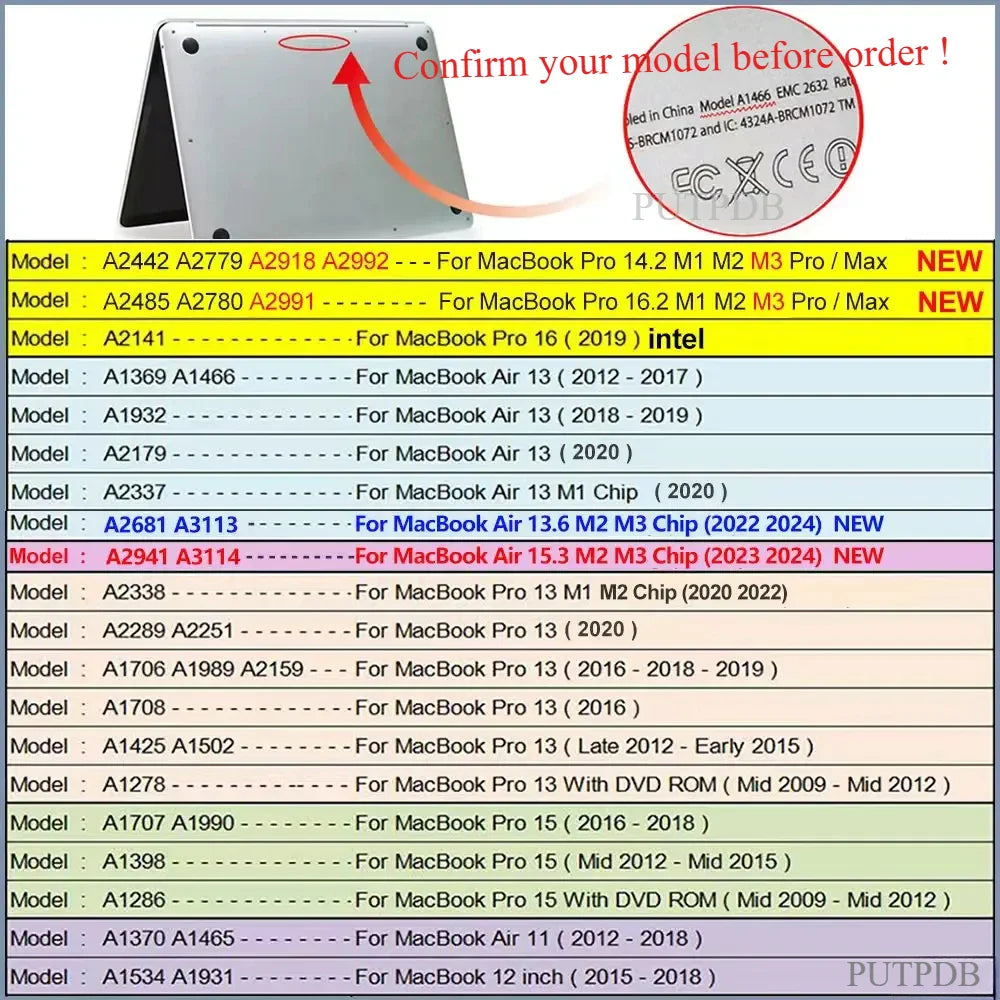 Laptop case for MacBook Air 13 Cover 2018-2023 A2337 M1 A2179 A1932 Plastic Hard Shell MacBook Pro 14 A2992 M2 A2918 A2779 A2442