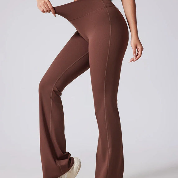 DIAS FIT JOY Women's Hip lifting flared pants high waisted yoga fitness pants sports micro flared yoga pants wide leg pants