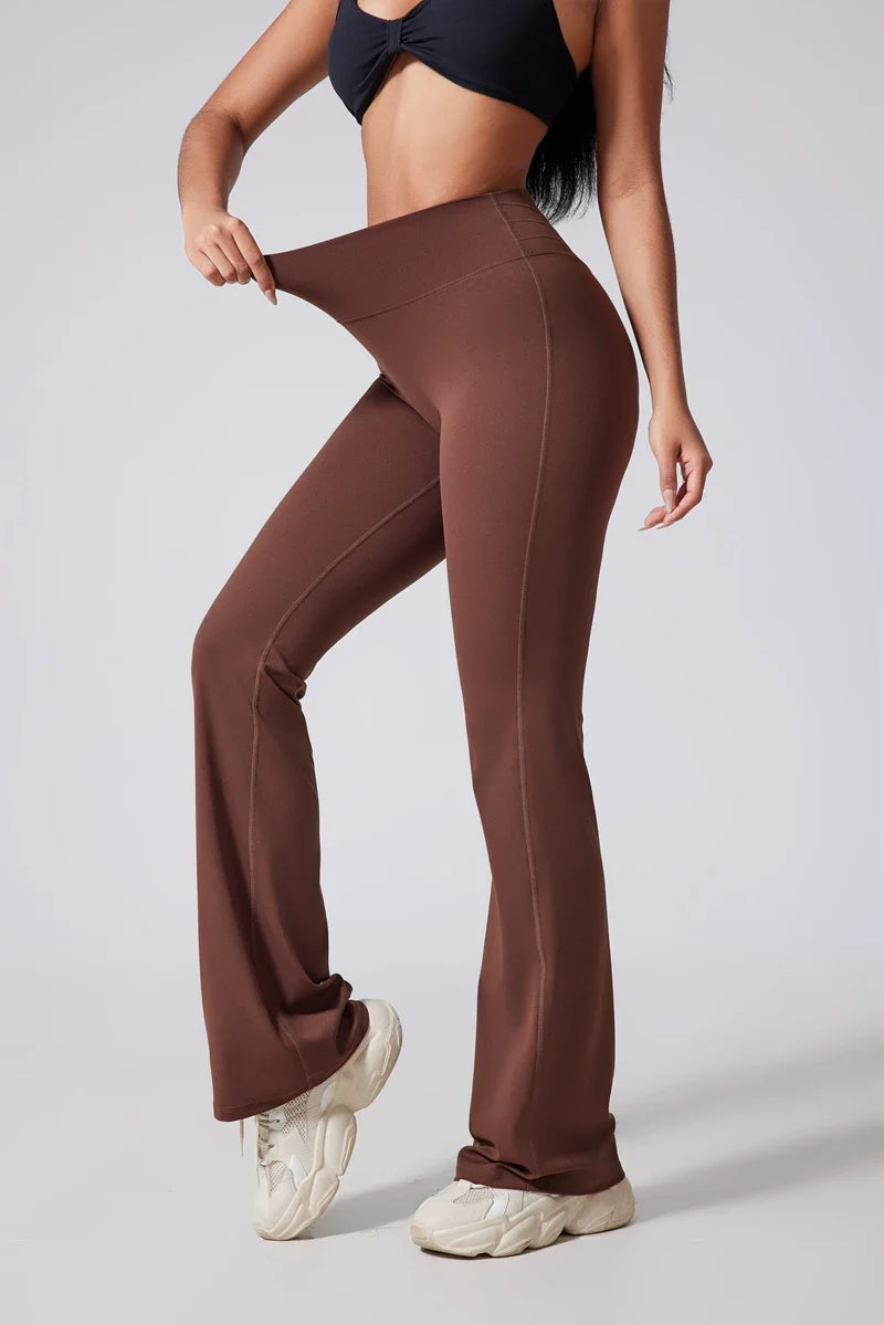DIAS FIT JOY Women's Hip lifting flared pants high waisted yoga fitness pants sports micro flared yoga pants wide leg pants