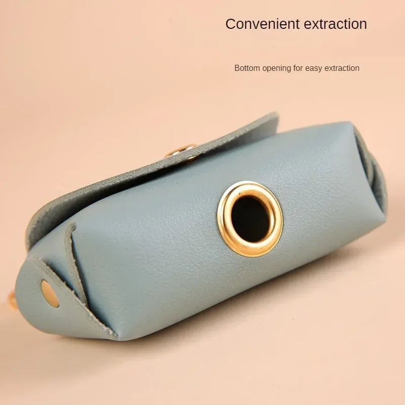 Dog Poop Bag Holder Premium Synthetic Leather Pet Waste Dispenser Built-in Organizer Carabiner Clip Dog Walking Accessories Pets