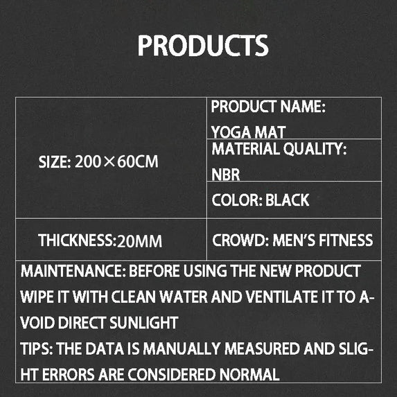 20mm Thick NBR Yoga Mat Moisture-proof Outdoor Non-Slip Durable Camping Picnic Mat 2000x600x20mm Exercise Gym Fitness Workout