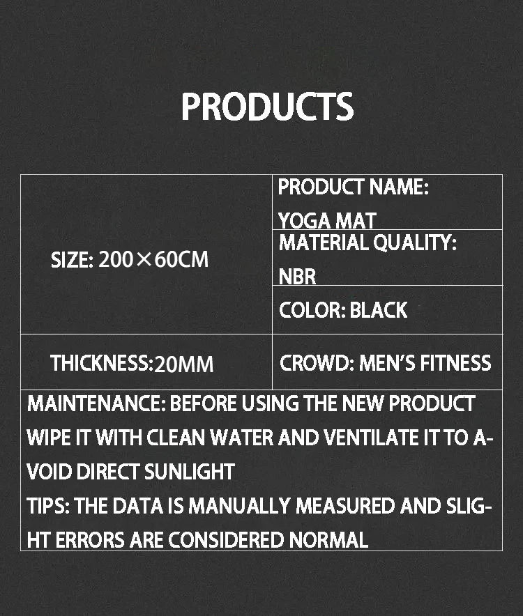 20mm Thick NBR Yoga Mat Moisture-proof Outdoor Non-Slip Durable Camping Picnic Mat 2000x600x20mm Exercise Gym Fitness Workout