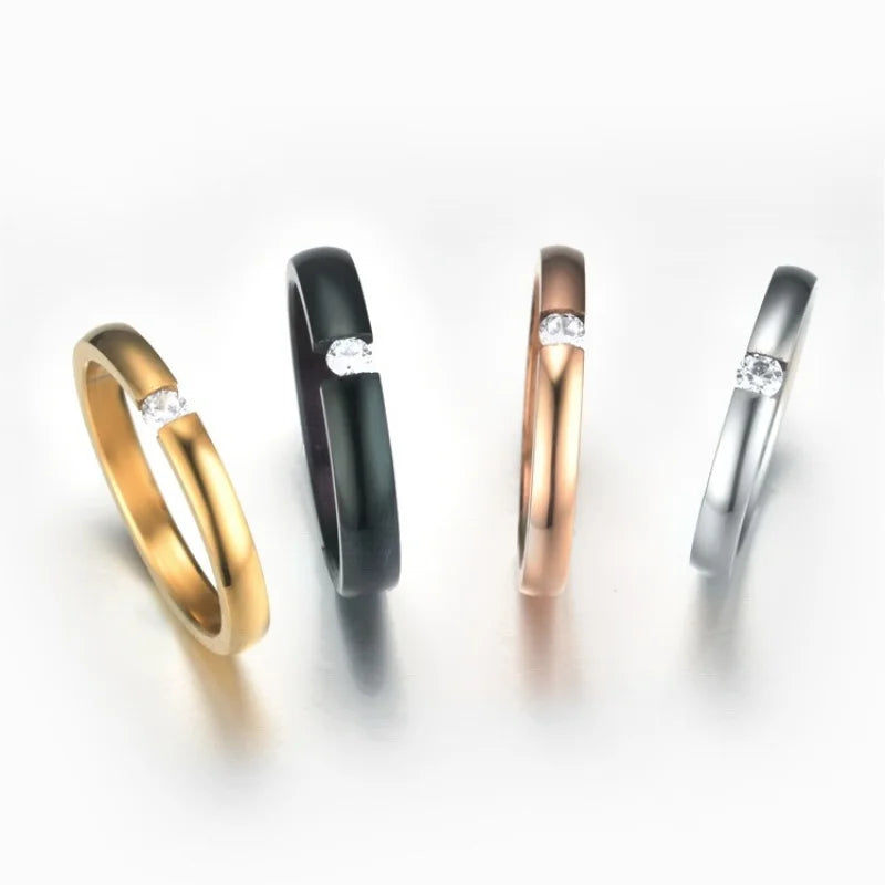 Fashion Cubic Zirconia Stone Lose Weight Stackable Rings Woman Stone Rings Men Girls Couple Finger Rings Valentine's Day Gift