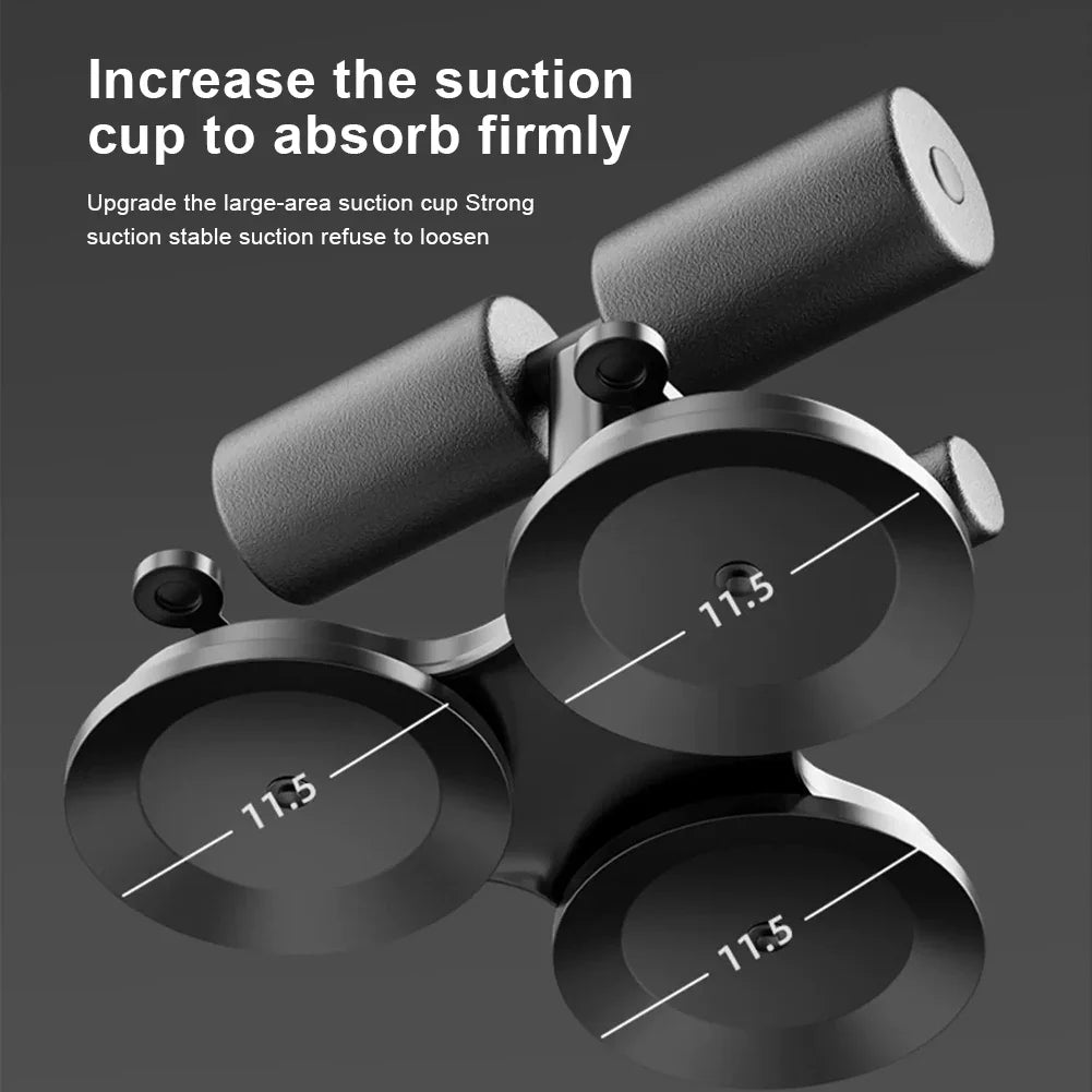 Sit Up Floor Holder with 3 Suction Cup Situp Bar Assistance Device with Pull Rope Sit Up Exercise Equipment for Home Office Gym