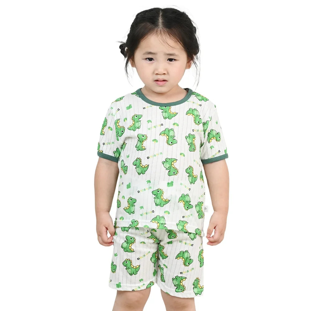 Children's Clothing Summer Boy Girl Home Sleepwear Sets Kids Cotton Short Sleeve T-Shirt Tops with Shorts Toddler Baby Pajamas