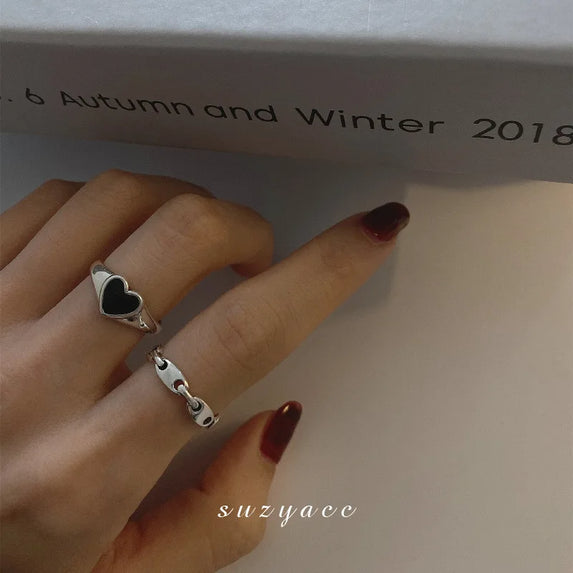 VENTFILLE 925 Sterling Silver Finger Rings New Fashion Creative Cross Hollow Chain Geometric Party Jewelry Gifts