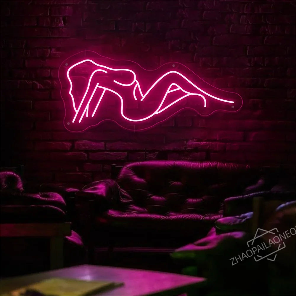 Sexy Lady Body Pink LED Neon Light Sign Wall Decor Dimmable LED Lights Bedroom Living Bar Club Decorations Game Room Party Gift