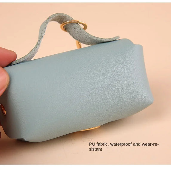 Dog Poop Bag Holder Premium Synthetic Leather Pet Waste Dispenser Built-in Organizer Carabiner Clip Dog Walking Accessories Pets