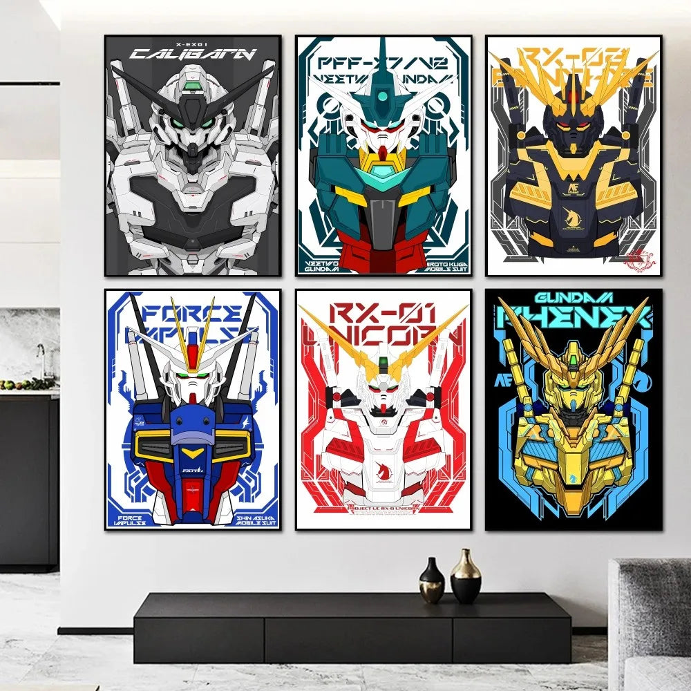 1PC G-Gundam Decorative Painting Poster Self-adhesive Art Waterproof Paper Sticker Coffee House Bar Room Wall Decor