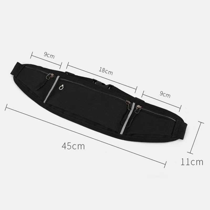 Running Waist Bag Lightweight Waterproof Reflective Strip Waist Fanny Pack Gym Sport Running Waist Pack Adjustable Elastic Strap