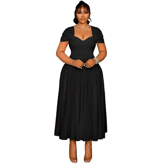 Plus Size Fashionable Elegant Long Strapless plus Size Dress for Black Women N8072 Cross-Border Large Size Clothing Sexy Wais...