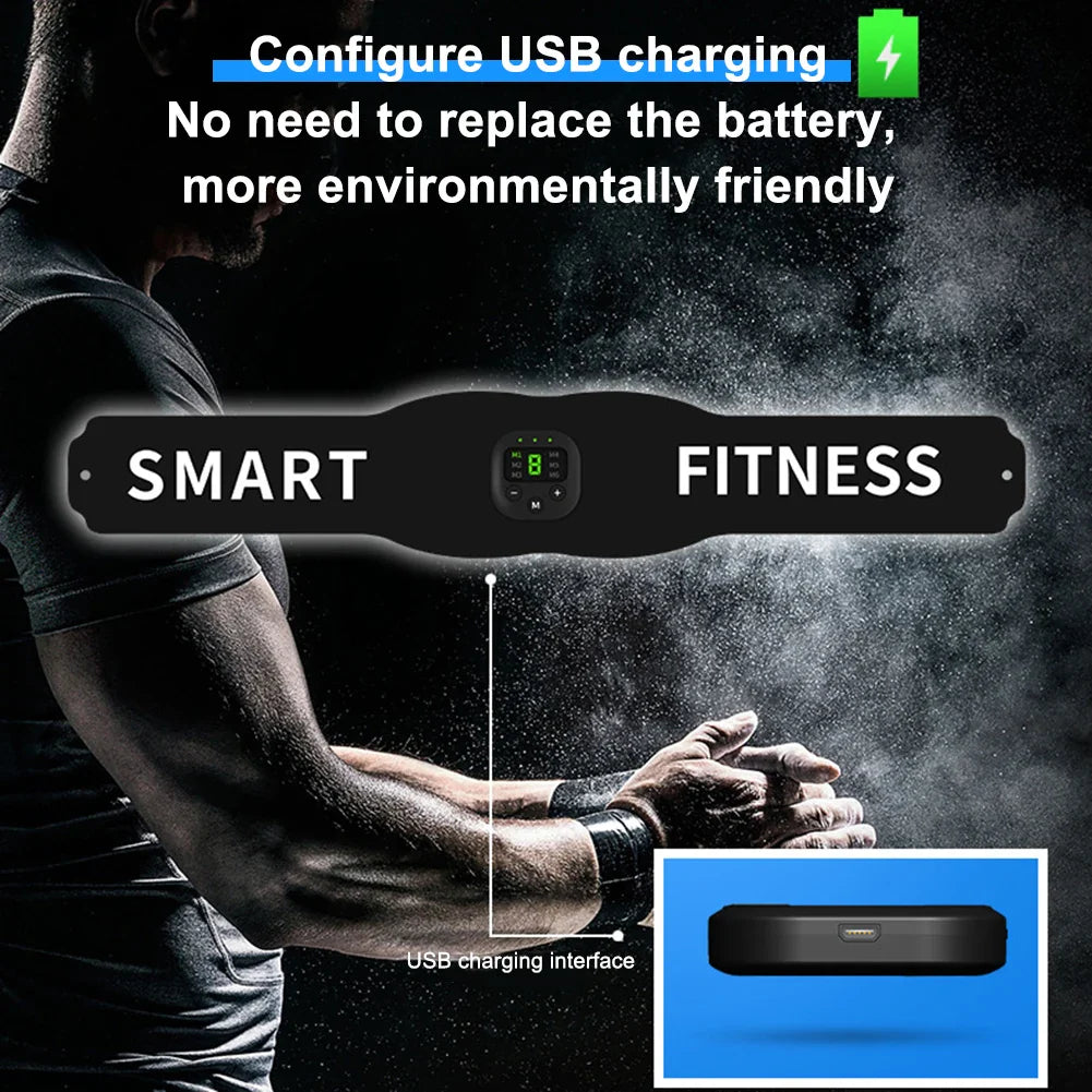 EMS Muscle Stimulator Belly Weight Loss Smart Slimming Waist Band Exercise Massager Body Shaping 19 Modes Gym Fitness Equiment
