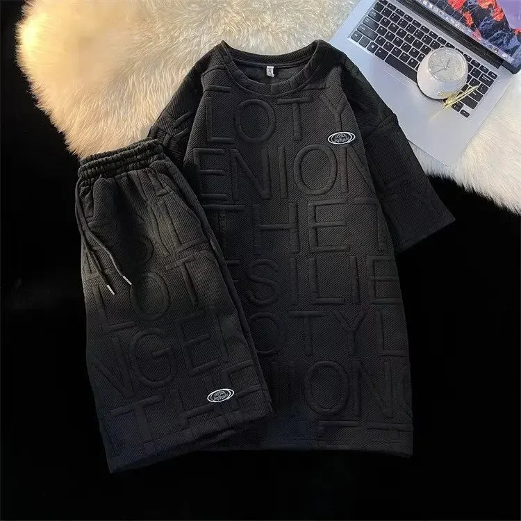 Trendy Casual Suit Men's Fashionable Five-piece Set Elegant Summer Simple Style Loose Fitting Long Sleeve Business Attire
