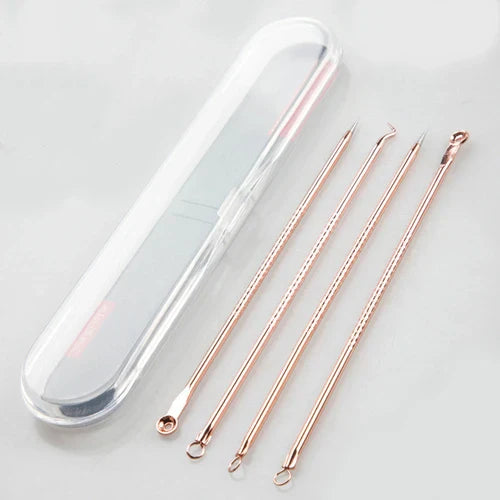 4Pcs Pimple Popper Tool Kit, Blackhead Remover Acne Needle Tools Set Removing Care Comedone Whitehead Popping Zit Skin Care Tool