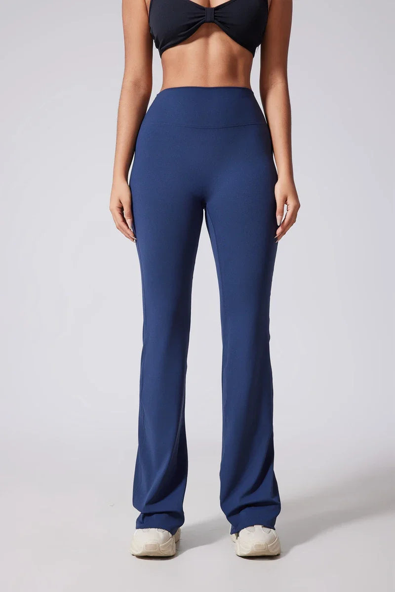 DIAS FIT JOY Women's Hip lifting flared pants high waisted yoga fitness pants sports micro flared yoga pants wide leg pants