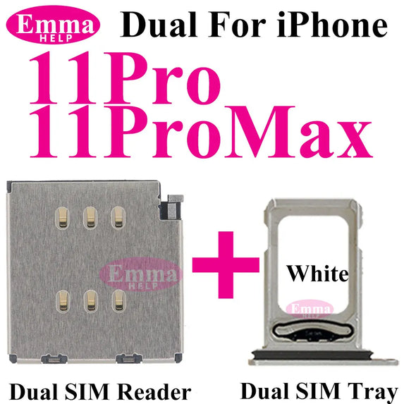 EmmaHelp 1set Dual Sim Card Reader Connector Flex Cable + Tray Slot Holder Adapter for iPhone 11 12 13 14 15 Pro Max XR XSMax