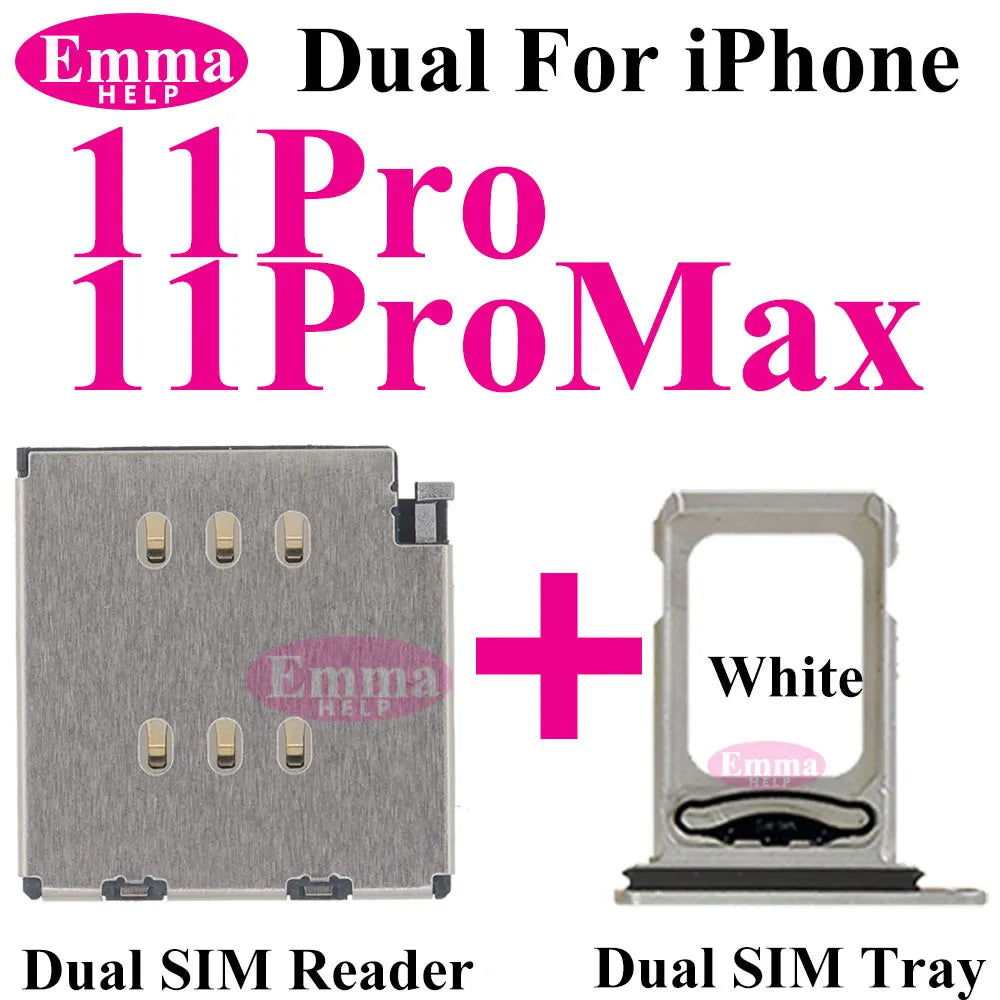 EmmaHelp 1set Dual Sim Card Reader Connector Flex Cable + Tray Slot Holder Adapter for iPhone 11 12 13 14 15 Pro Max XR XSMax