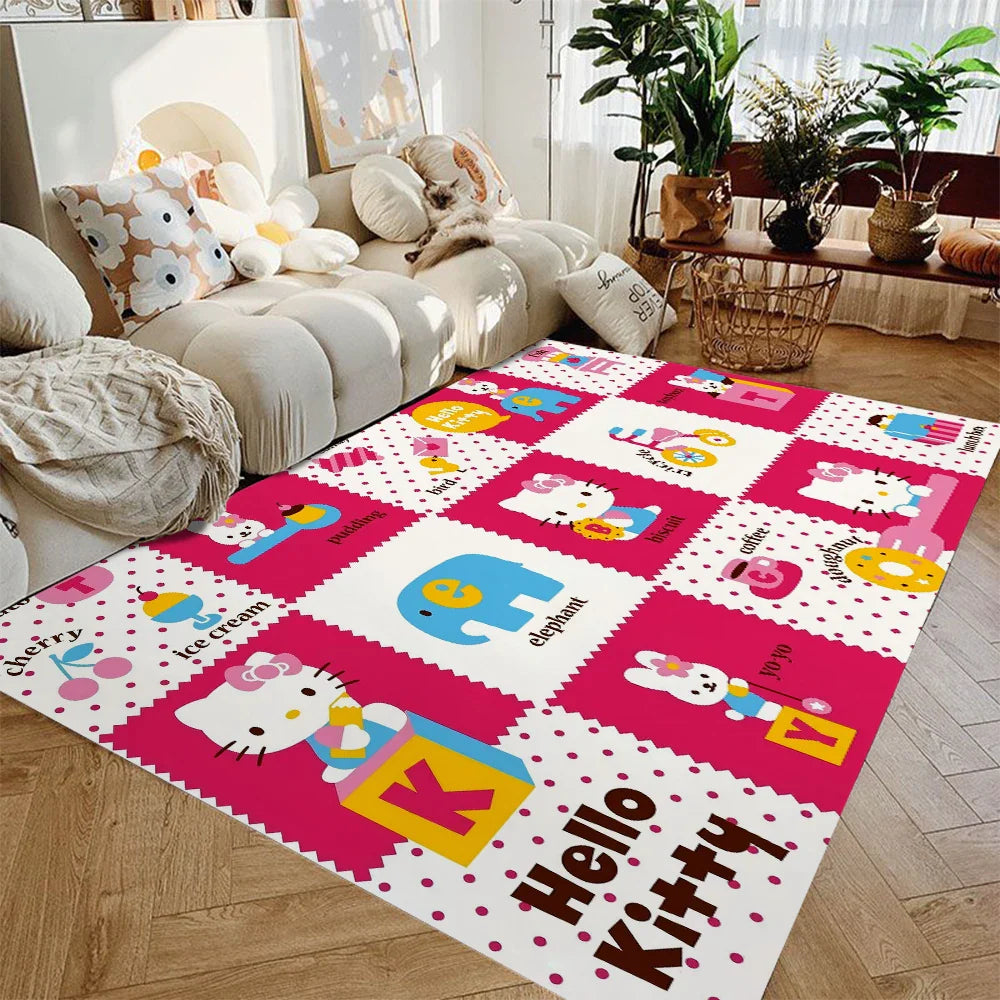 MINISO Sanrio Cute Kuromi Print Rug Non-slip Washable Carpet for Home Living Room Bedroom Rug Bathroom Floor Mat Kitchen Doormat