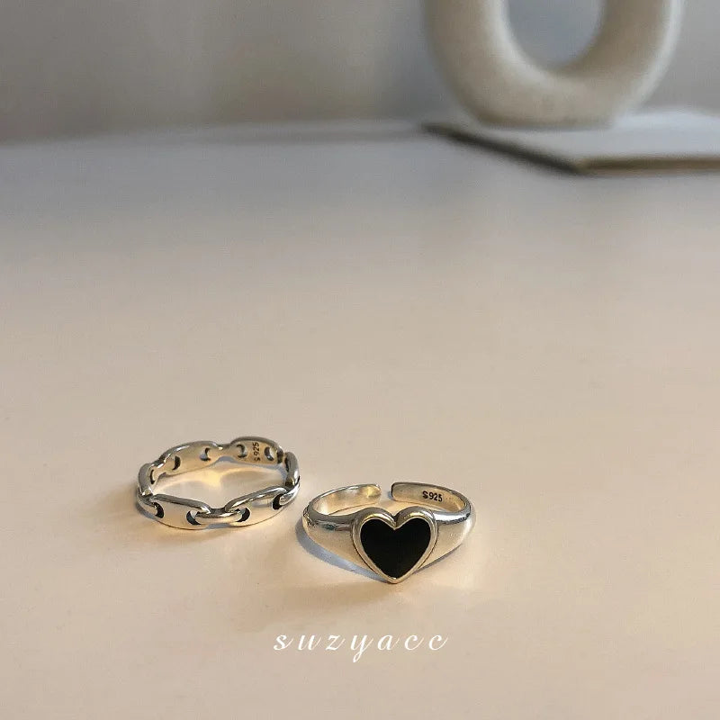 VENTFILLE 925 Sterling Silver Finger Rings New Fashion Creative Cross Hollow Chain Geometric Party Jewelry Gifts