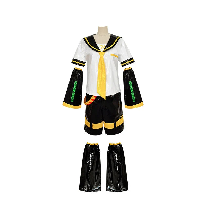 UWOWO Kagaminee Rin/Len Cosplay with Ears Collab Series: Kagaminee Rin Len Cosplay Top Shorts Costumes Cosplay Outfit