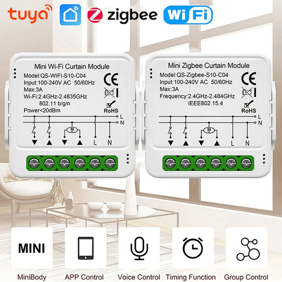 Tuya Smart WiFi ZigBee Curtain Module Blinds Roller Shutter Electric Motor Smart Curtain Switch Works with Alexa Google Home