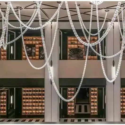 Post-modern simple luxury dining room glass chandelier Nordic designer minimalist art strip living room study bar
