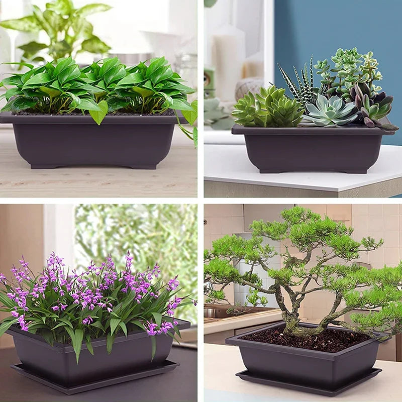 Flowerpots Imitation Purple Clay Succulent Plants Pots Outdoor Garden Landscape Bonsai Pot Trays Rectangular Square Planter
