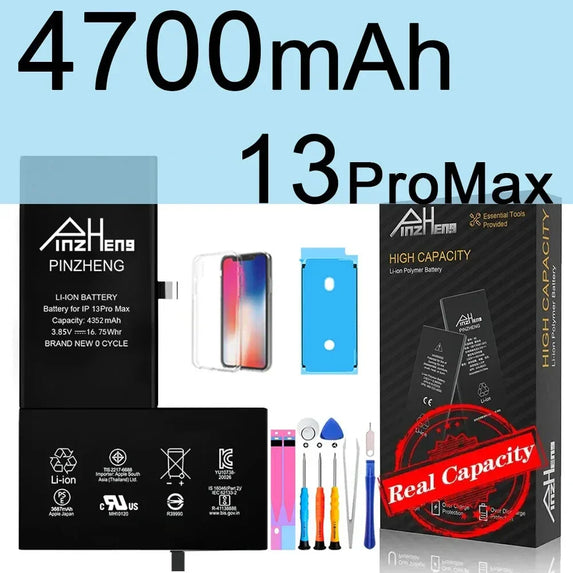 PINZHENG Battery For iPhone X XR XS 11 12 13 Mini Max Pro Promax Real High Capacity Replacement Bateria Warranty One Year